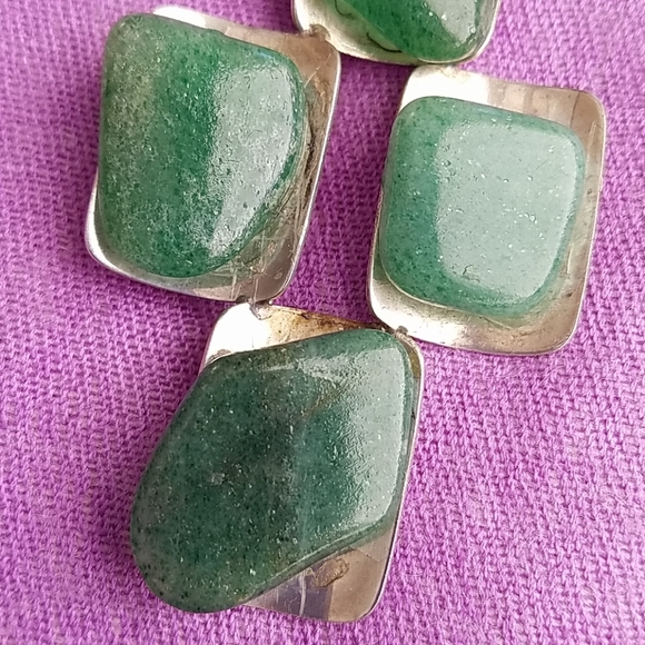 VINTAGE STERLING JADE BROOCH/PENDANT - Picture 5 of 8